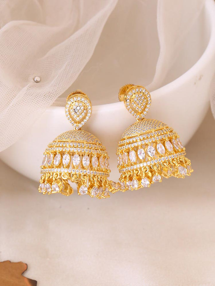 Golden Ennia Zirconia Jhumkis