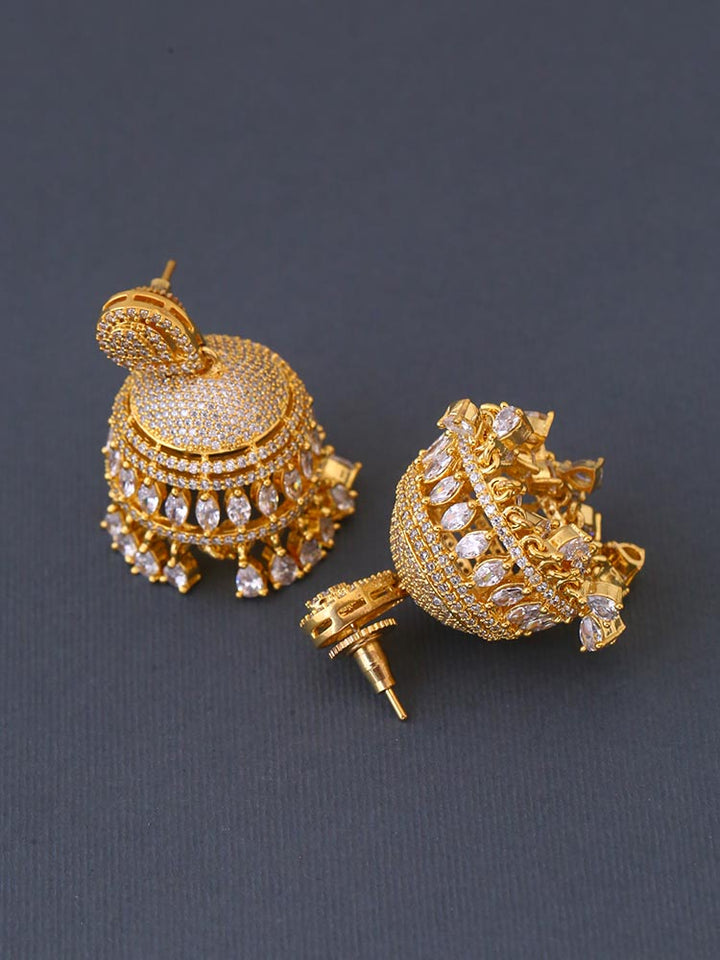 Golden Ennia Zirconia Jhumkis