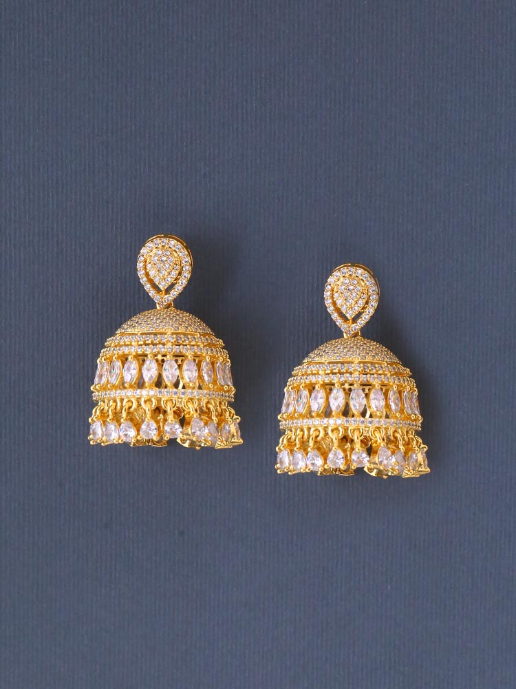 Golden Ennia Zirconia Jhumkis