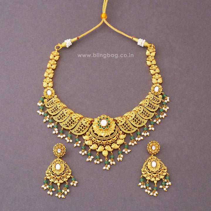 Golden Esha Antique Jewellery Set- New Arrival