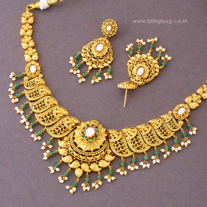 Golden Esha Antique Jewellery Set- New Arrival