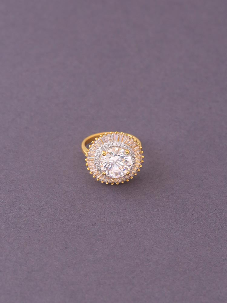Golden Eton Zirconia Ring - EOSS