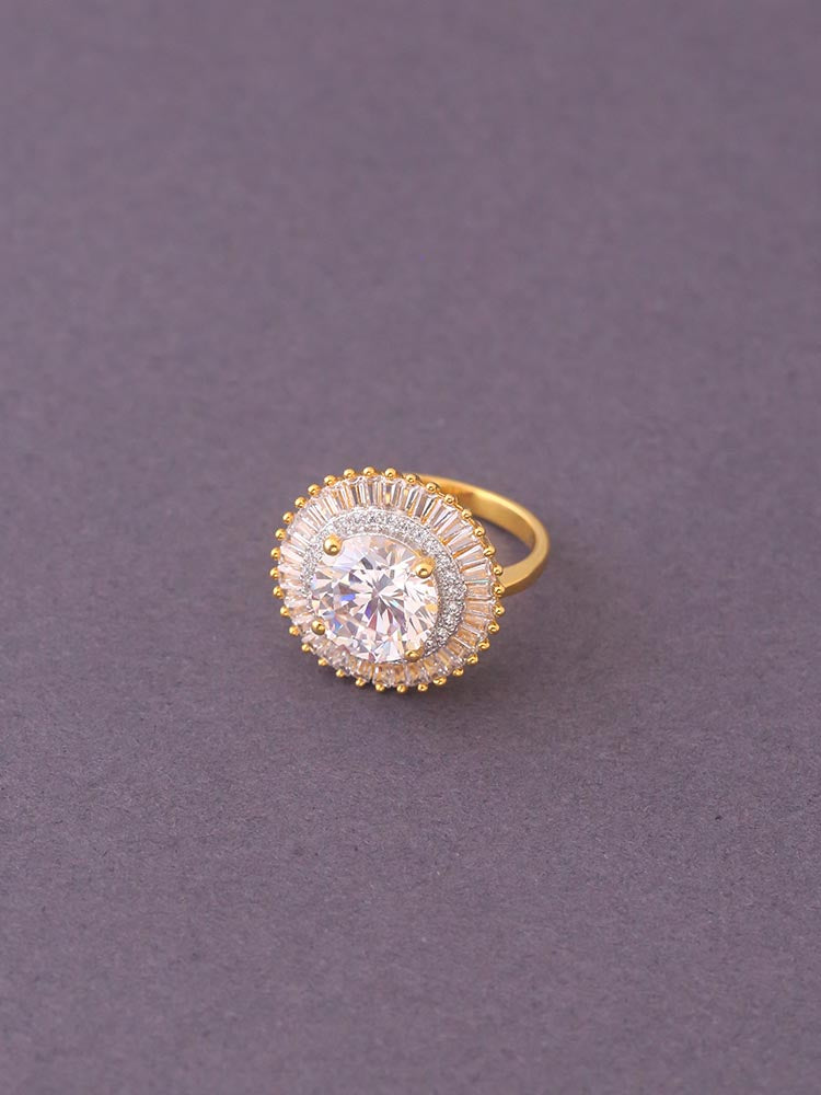Golden Eton Zirconia Ring - EOSS