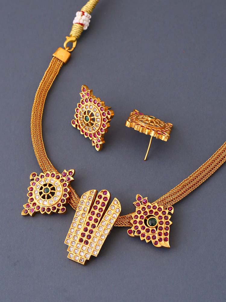 Golden Evelin Antique Jewellery Set New Arrival - Main Image