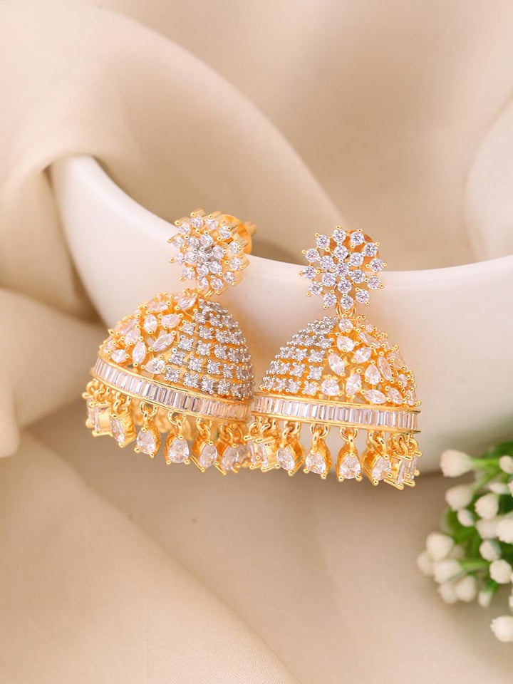 Golden Evelyn Zirconia Jhumkis