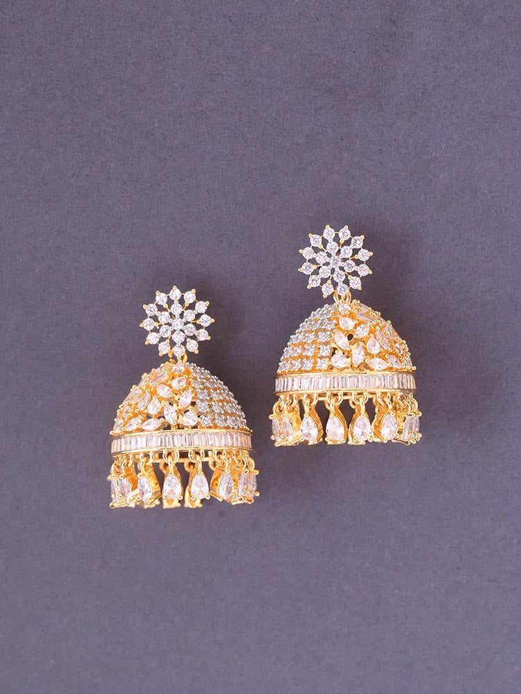 Golden Evelyn Zirconia Jhumkis
