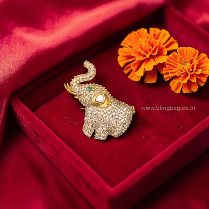 Golden Eye Royal Elephant Brooch