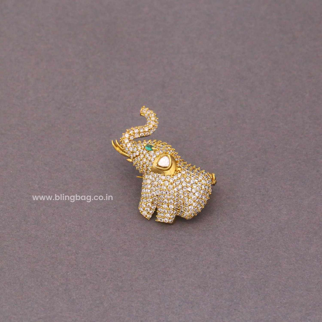 Golden Eye Royal Elephant Brooch