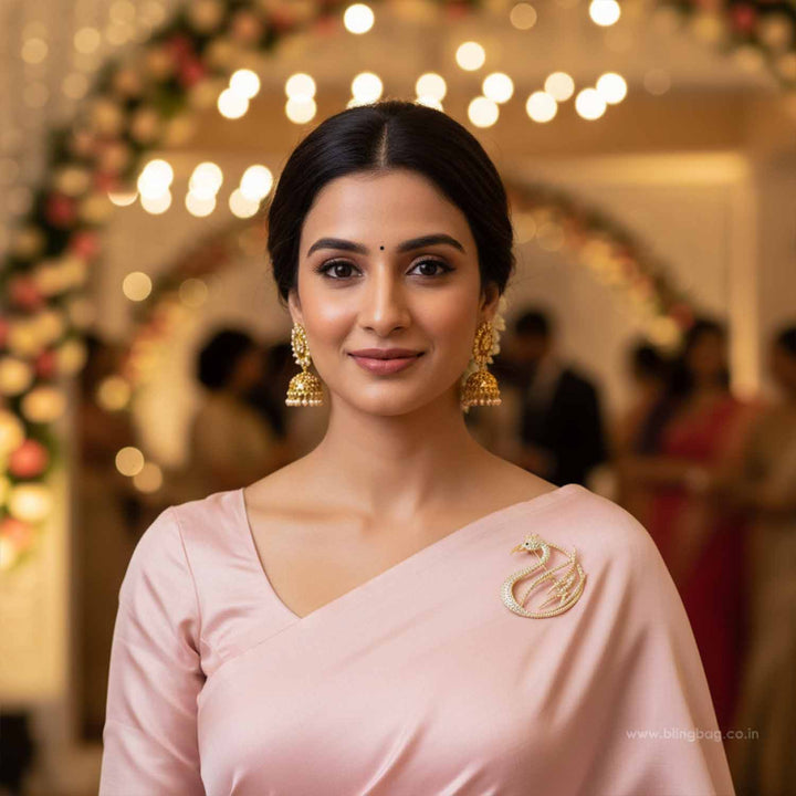 Golden Feather Crown Brooch