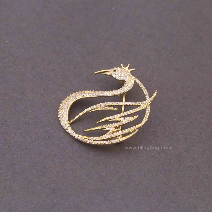 Golden Feather Crown Brooch