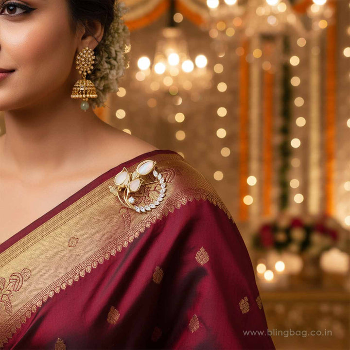 Golden Flower Crown Brooch