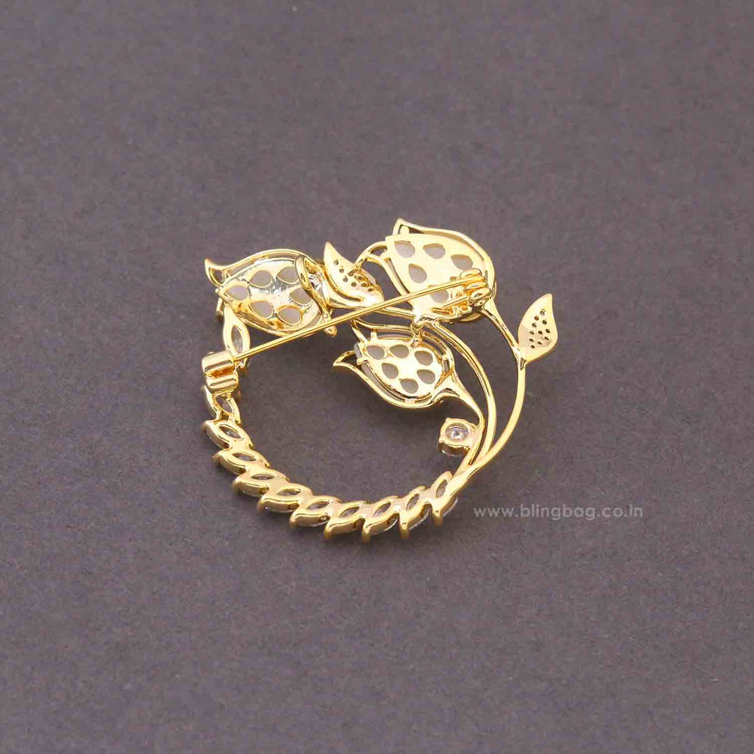 Golden Flower Crown Brooch