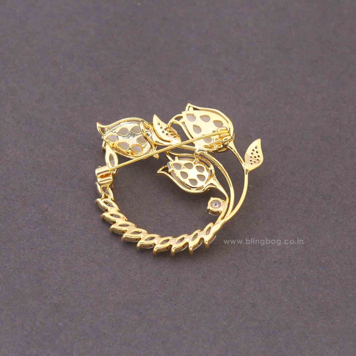 Golden Flower Crown Brooch