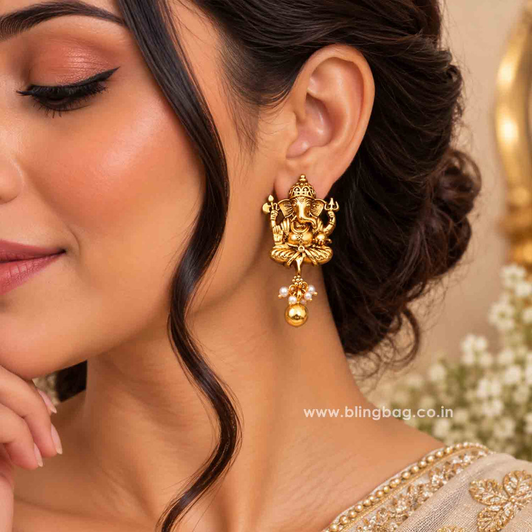 Golden Gajanana Studs
