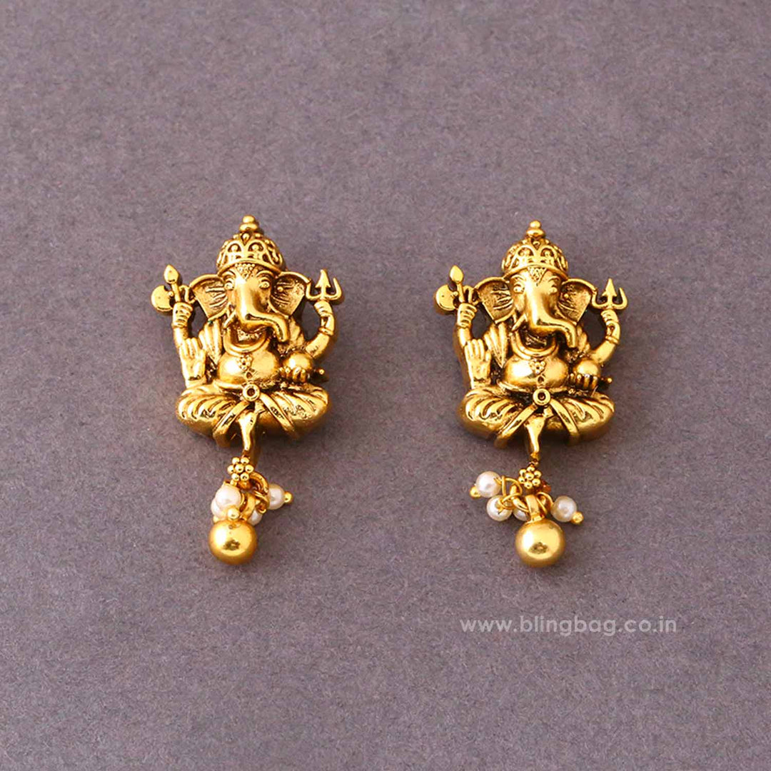 Golden Gajanana Studs
