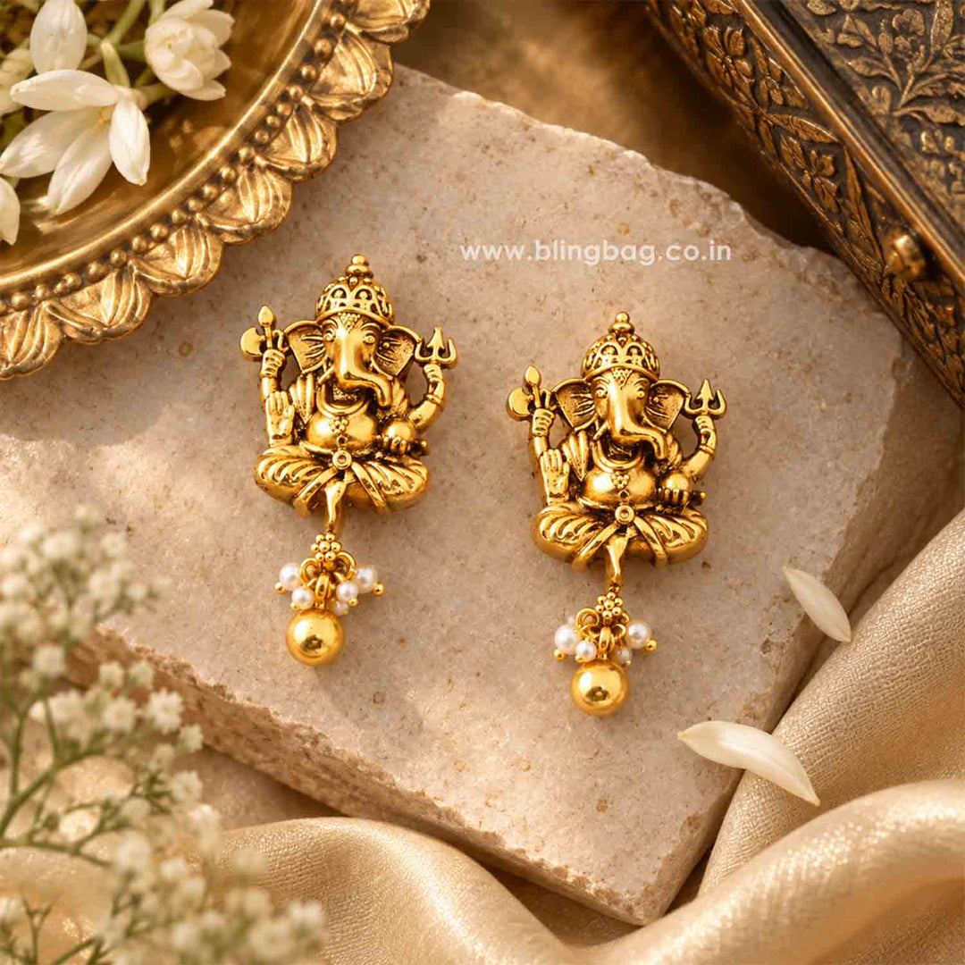 Golden Gajanana Studs