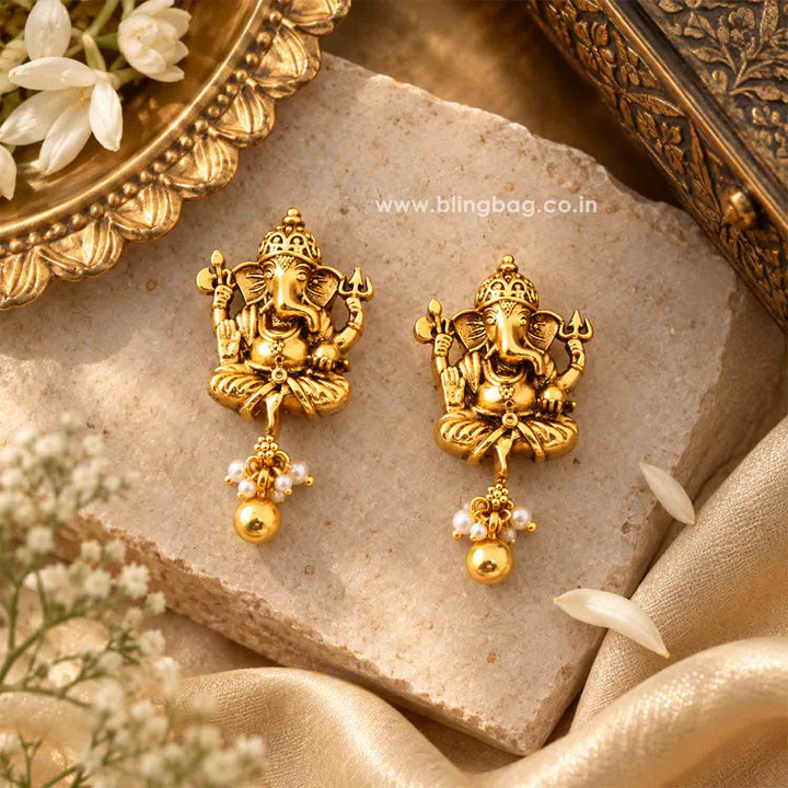 Golden Gajanana Studs