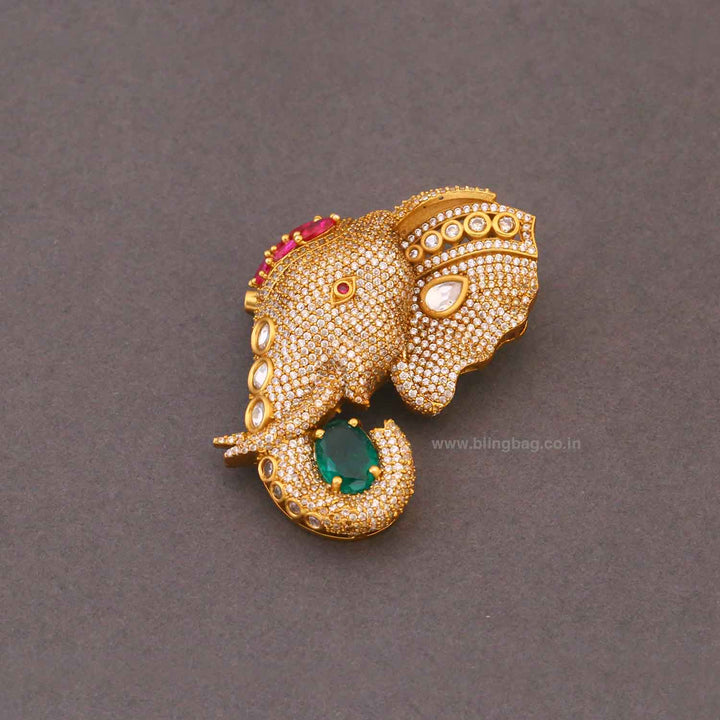 Golden Gajmukut Brooch