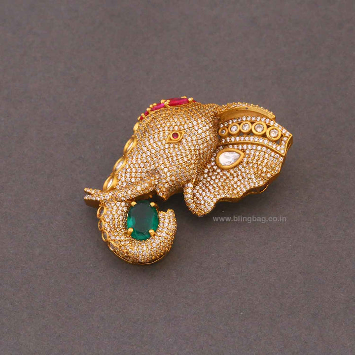 Golden Gajmukut Brooch