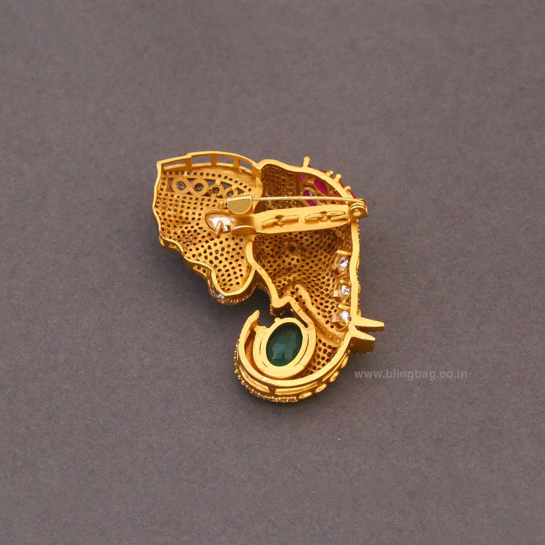 Golden Gajmukut Brooch