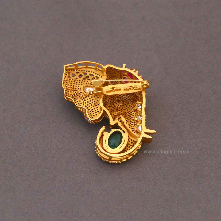 Golden Gajmukut Brooch