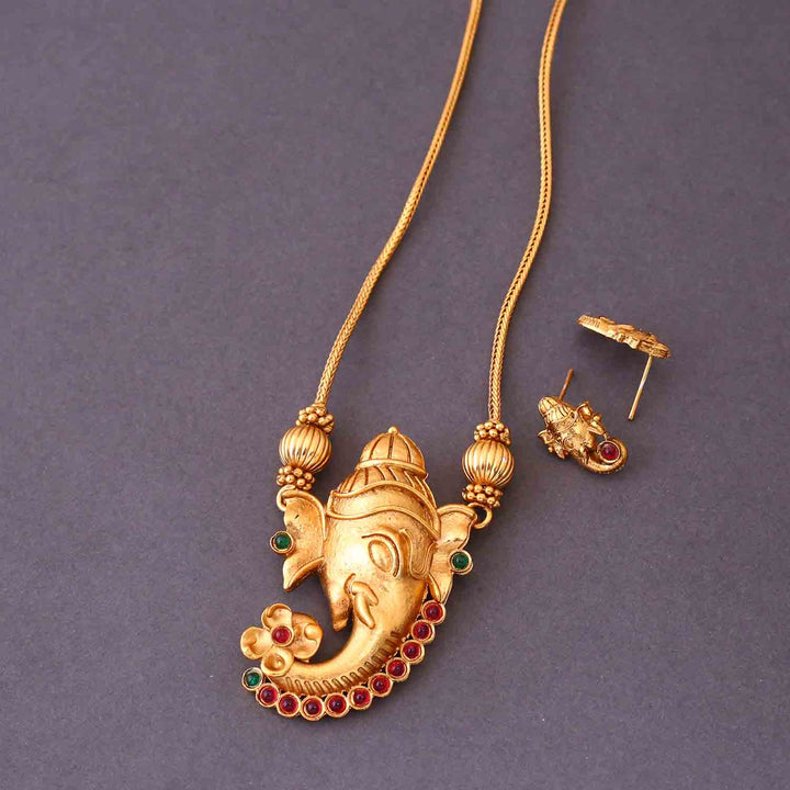 Golden Ganpati Temple Jewellery Set - New Arrival