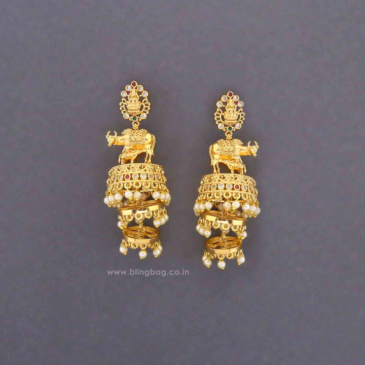 Golden Gau Jhumkis