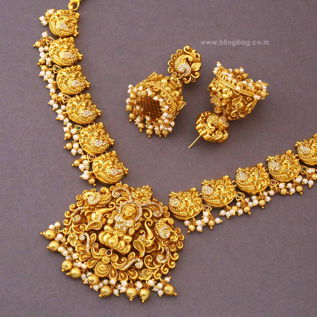 Golden Gauriini Temple Jewellery Set- New Arrival