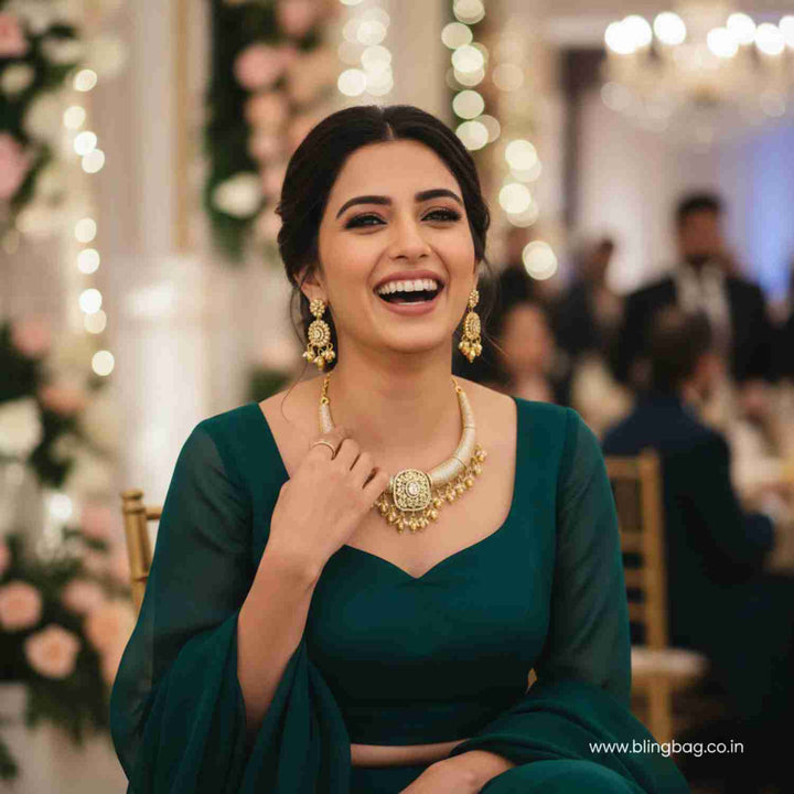 Golden Gemin Hasli Antique Jewellery Set - New Arrival