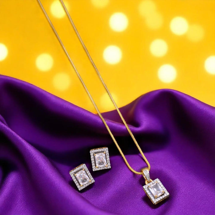 Golden Georgie Zirconia Pendant Set