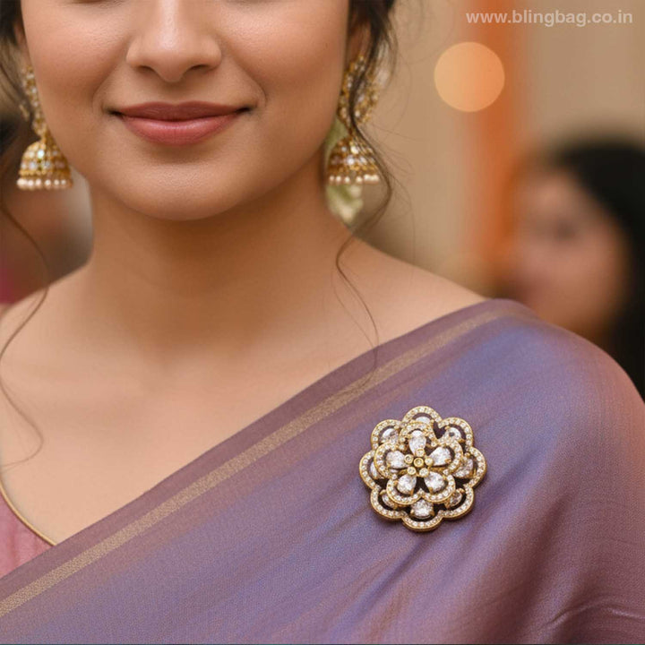 Golden Gerbera Daisy Brooch