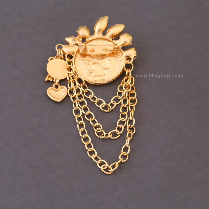 Golden Gilded Coin Brooch