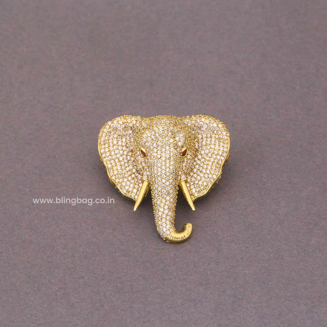 Golden Glittering Elephant Brooch