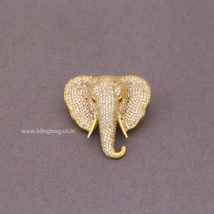 Golden Glittering Elephant Brooch