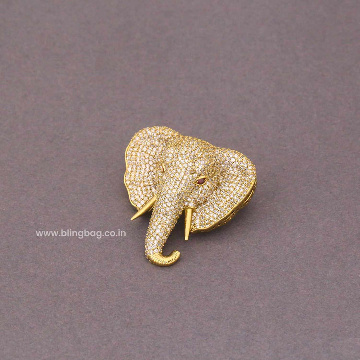 Golden Glittering Elephant Brooch