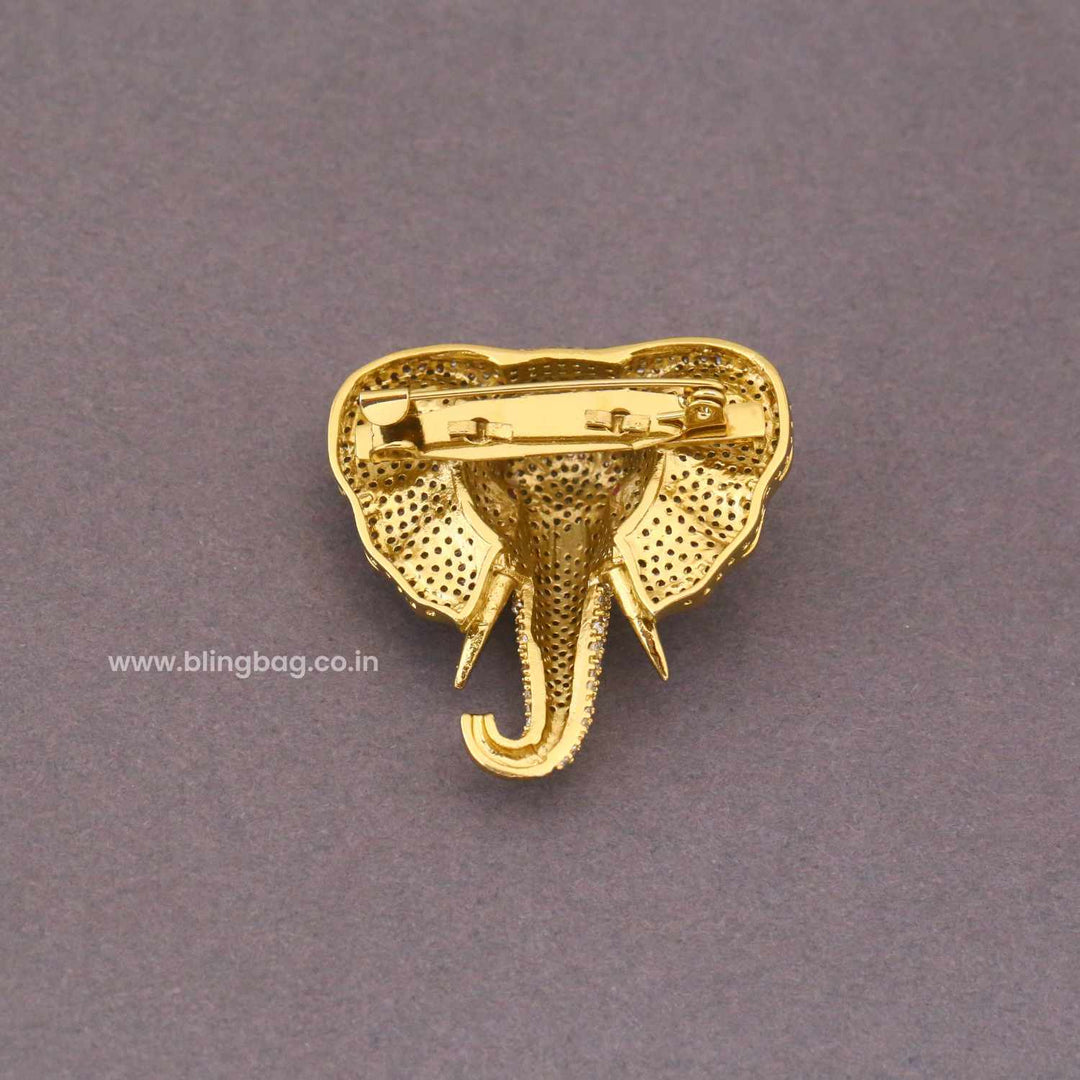 Golden Glittering Elephant Brooch