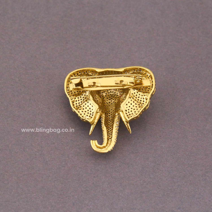 Golden Glittering Elephant Brooch