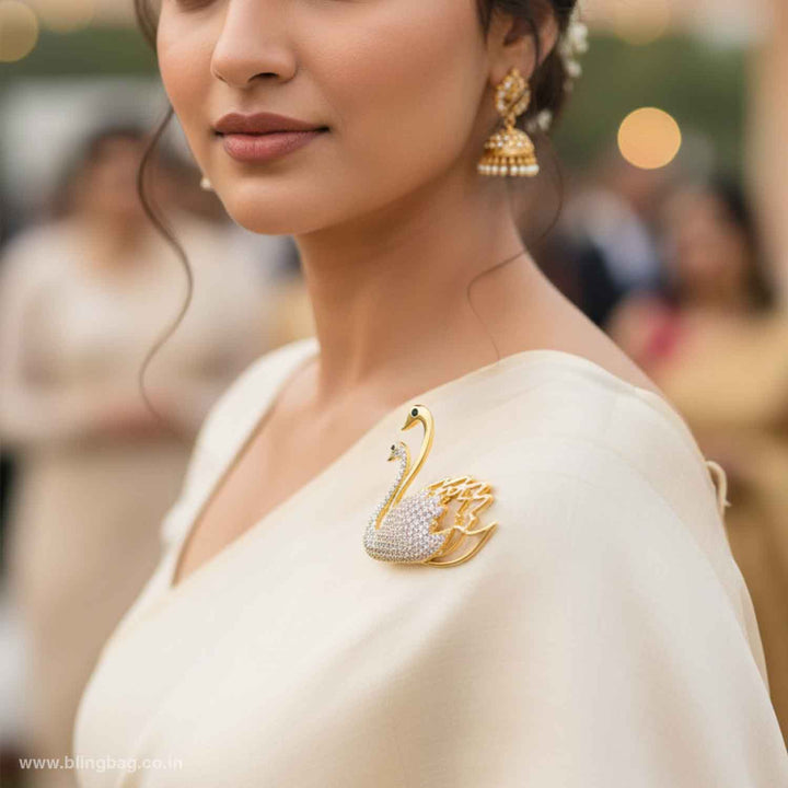 Golden Graceful Duo Brooch