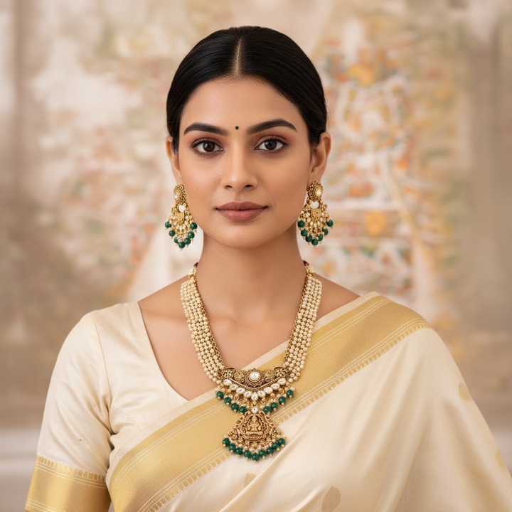 Golden Gunjita Temple Jewellery Set