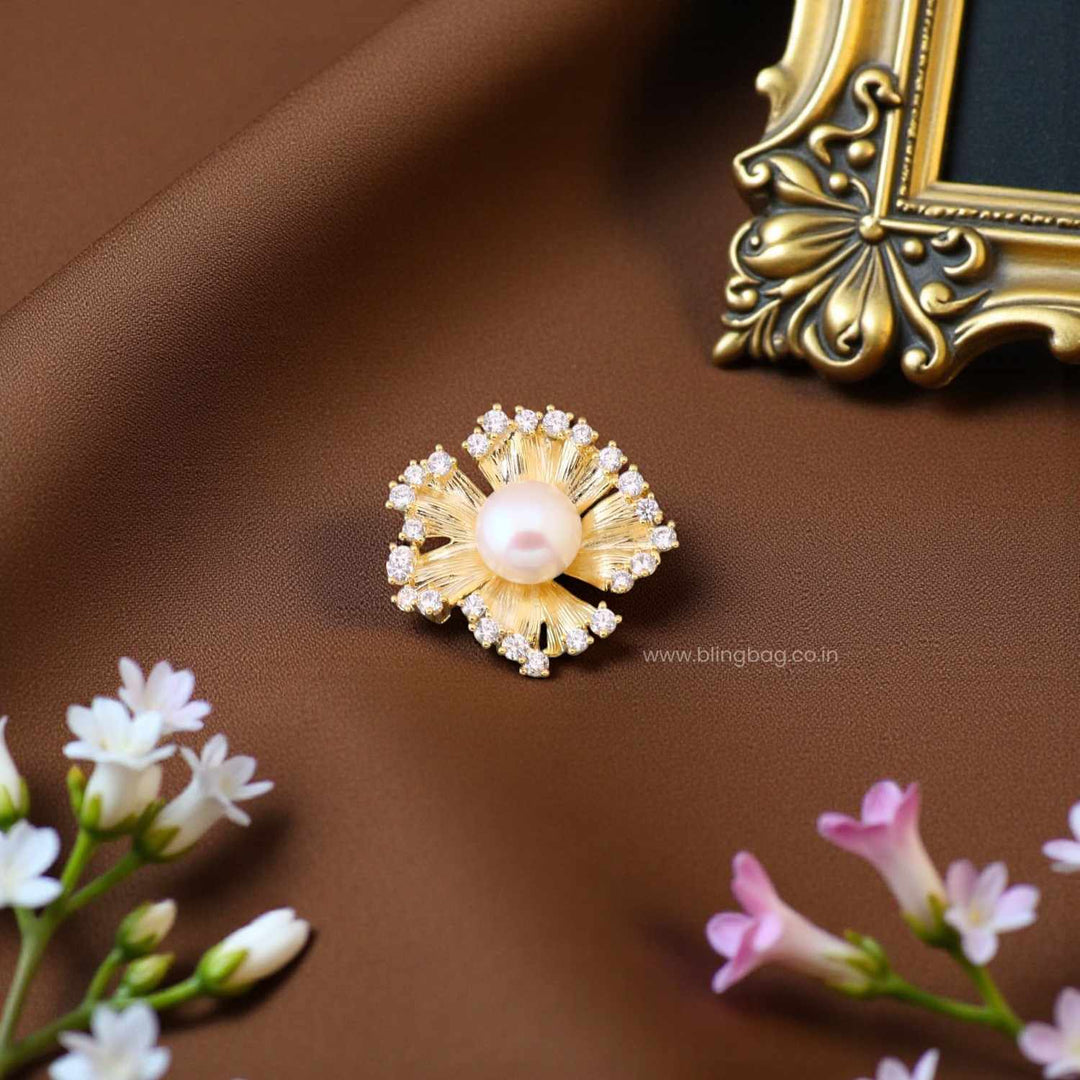 Golden Halo Flower Brooch