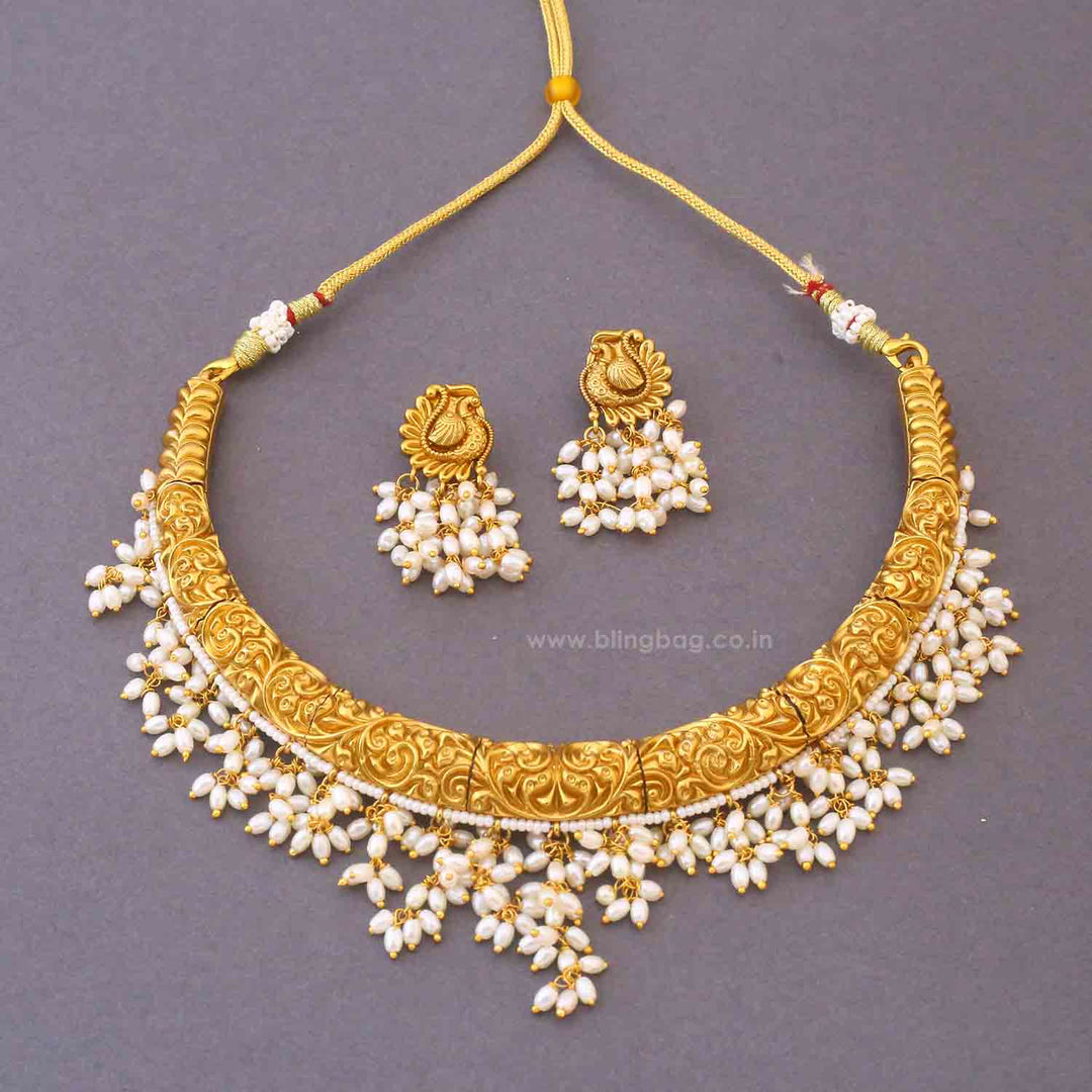 Golden Haripriya Hasli Antique Jewellery Set - New Arrival