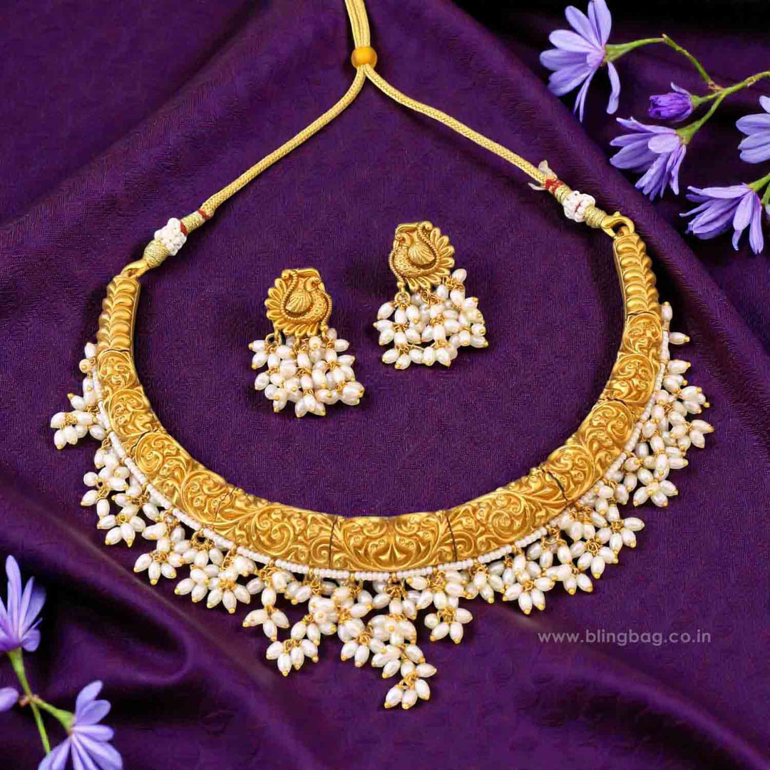Golden Haripriya Hasli Antique Jewellery Set - New Arrival