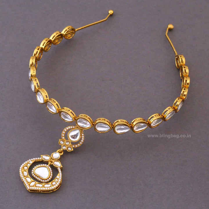 Golden Harishi Hairband With Tikka