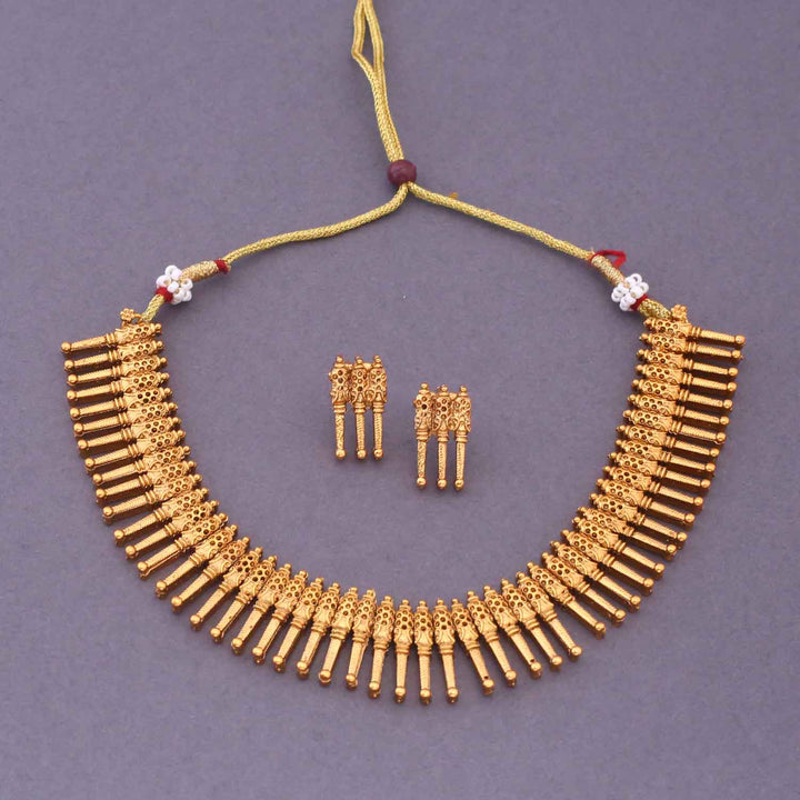 Golden Harshveeta Antique Jewellery Set - New Arrival