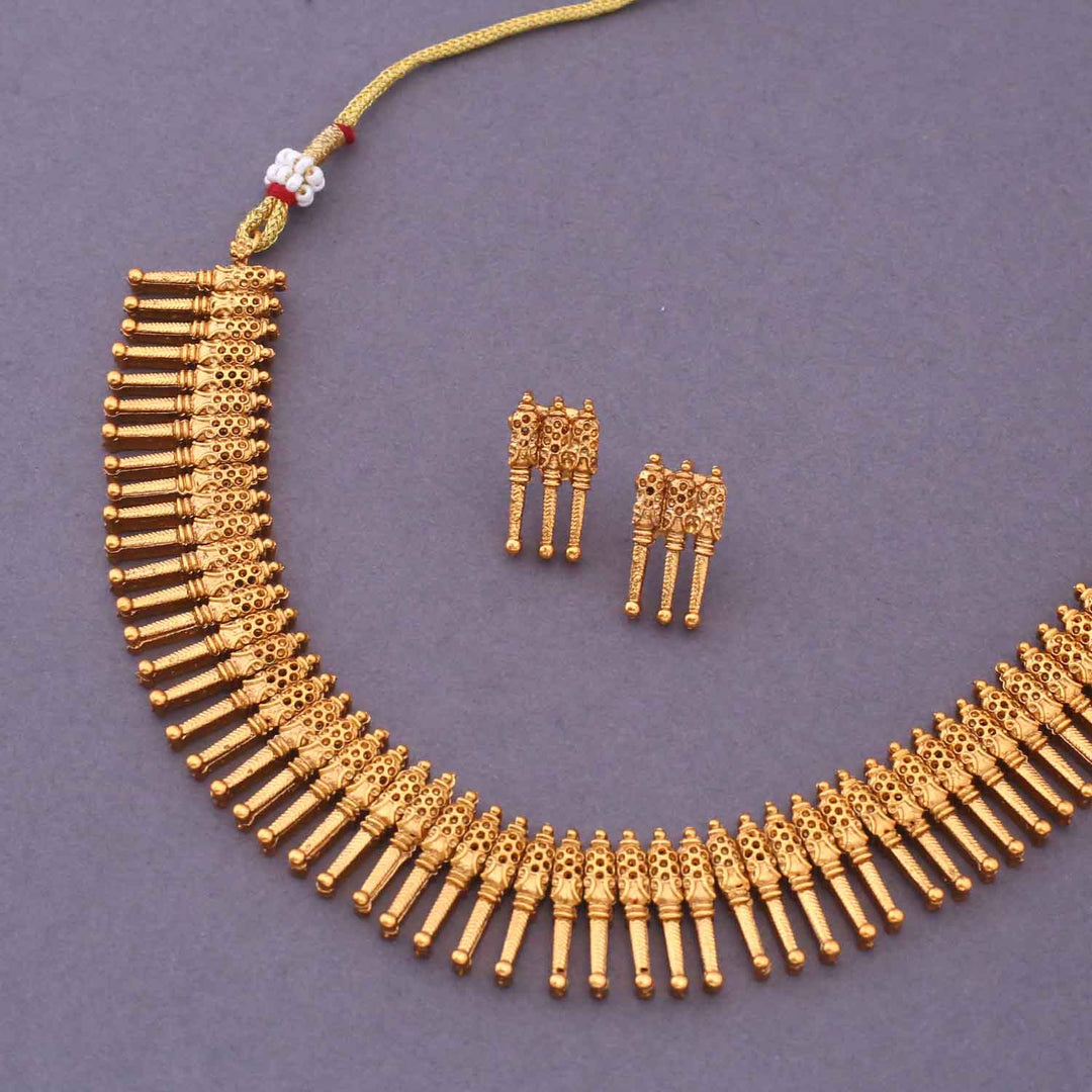 Golden Harshveeta Antique Jewellery Set - New Arrival
