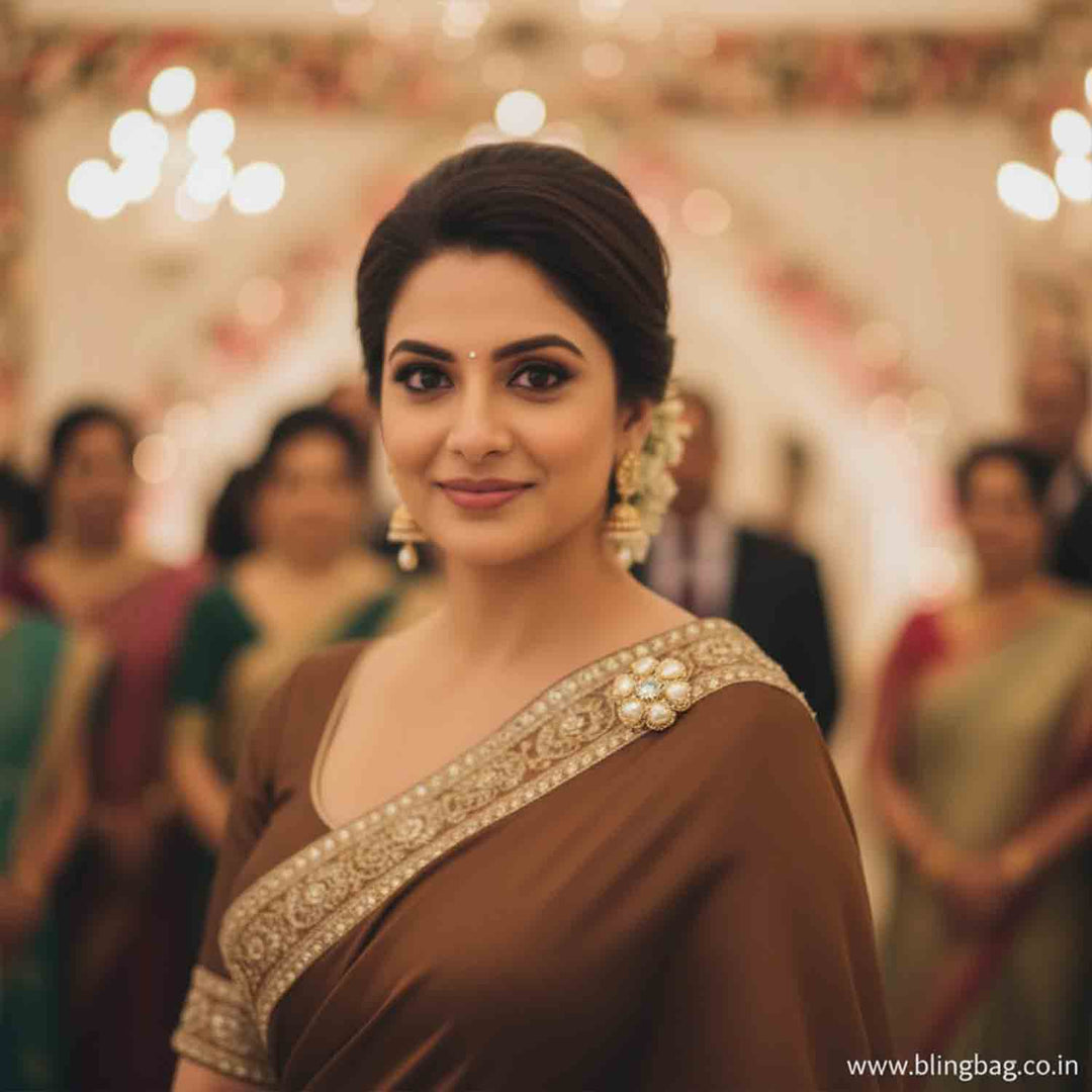 Golden Heart Flower Brooch