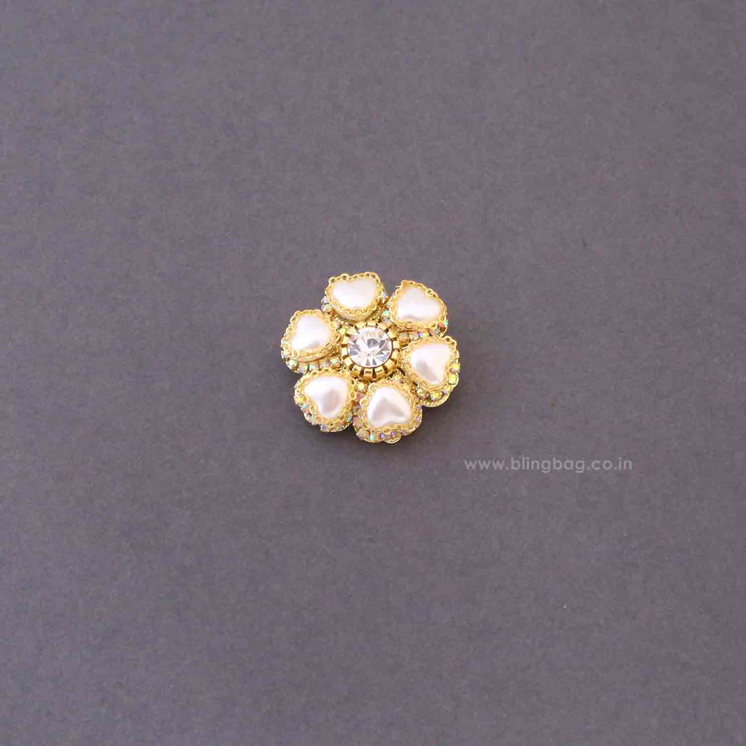 Golden Heart Flower Brooch