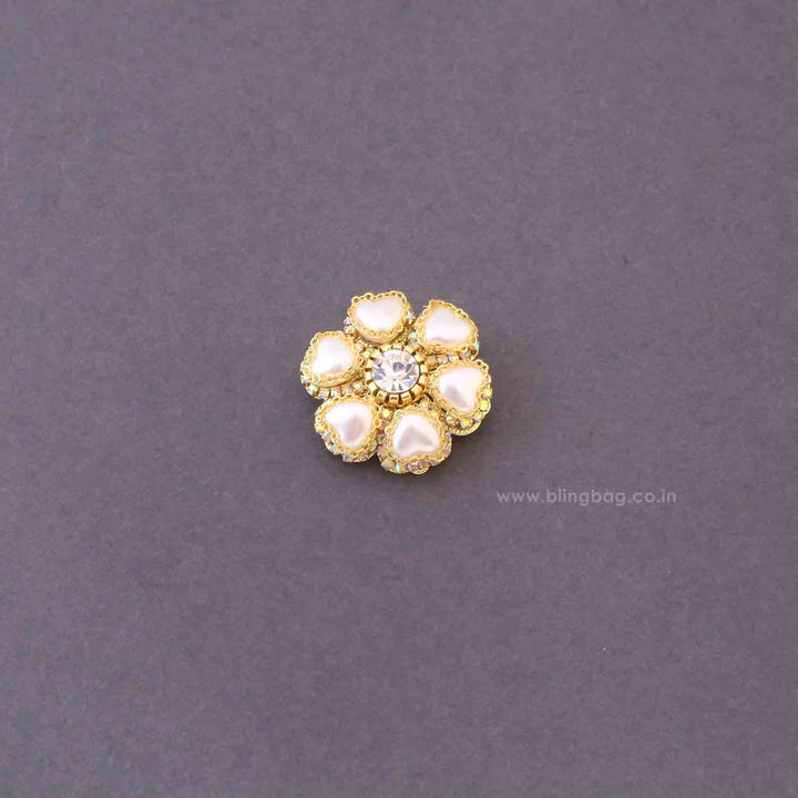 Golden Heart Flower Brooch