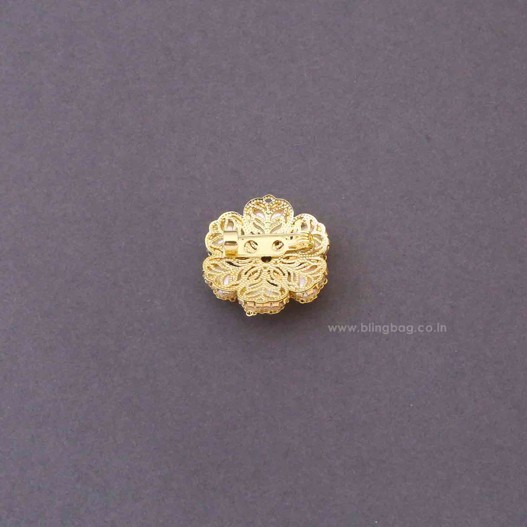 Golden Heart Flower Brooch