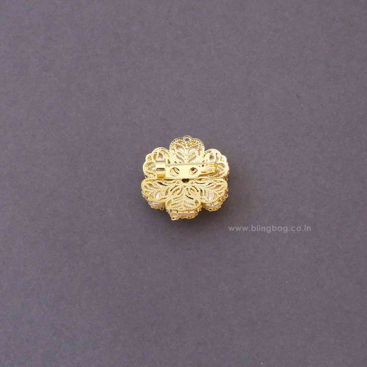 Golden Heart Flower Brooch
